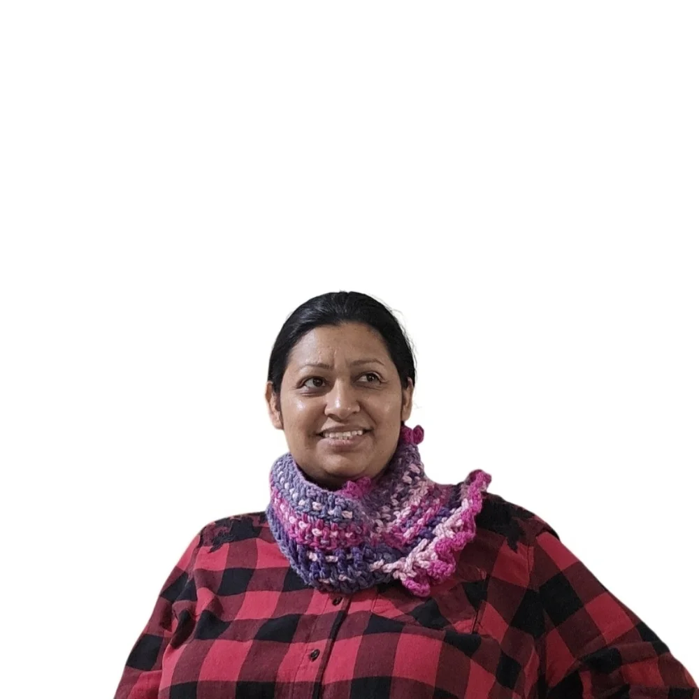 8-way Crochet Scarf Chuncky Cupcakes Blackberry Sorbet Color Winter handmade